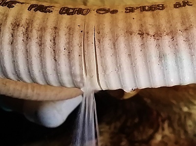 Cracked hot tub pipe leaking